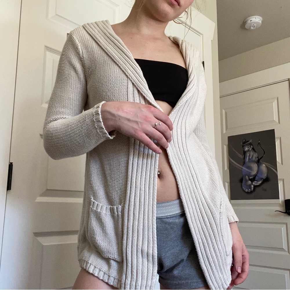 Hooded Cream Cardigan